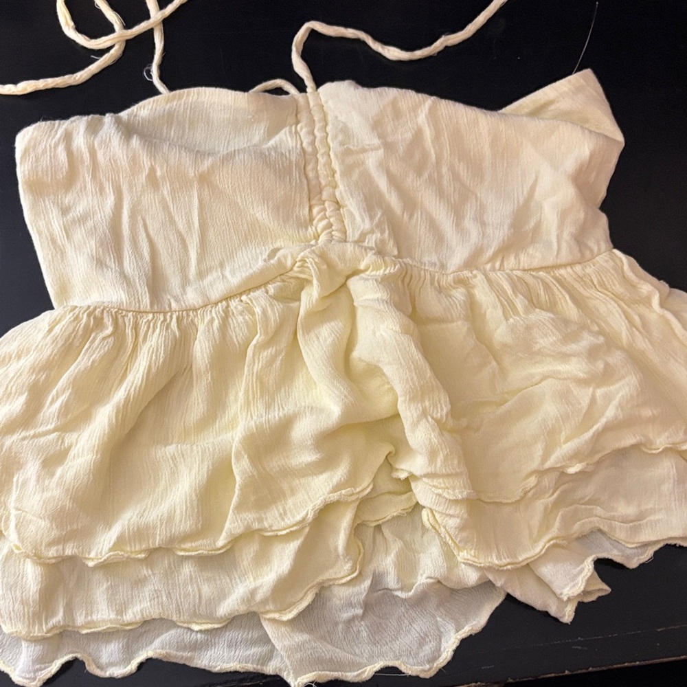 Hollister Cream Smocked Strapless Top